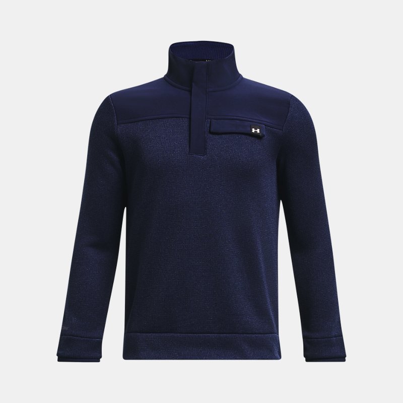 Maglia Under Armour SweaterFleece ½ Zip da ragazzo Midnight Blu Marino / Halo Grigio YMD (137 - 149 cm)